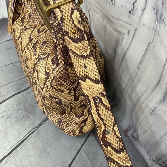 Margot Alexandra Stirrup Snake Natural Python Leather Hobo Shoulder Bag Purse - Picture 6 of 16